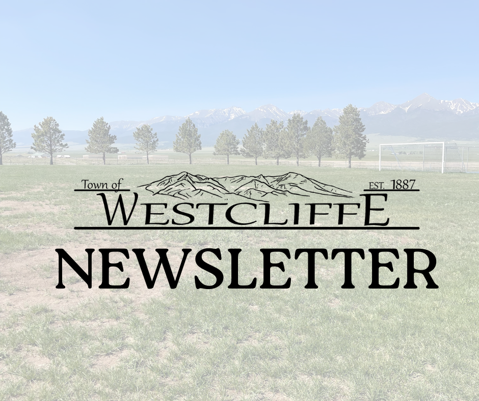 Picture of park with Westcliffe Newsletter overlay